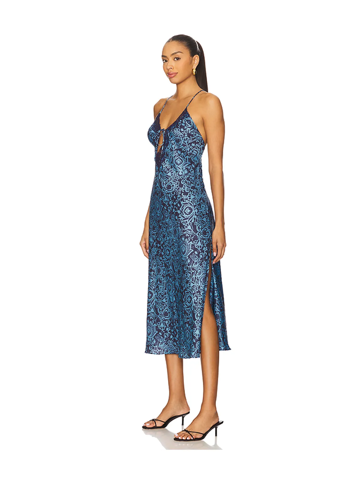 Free People SOMEONE LIKE YOU ミディスリットドレス - Blue,Navy. - 画像2