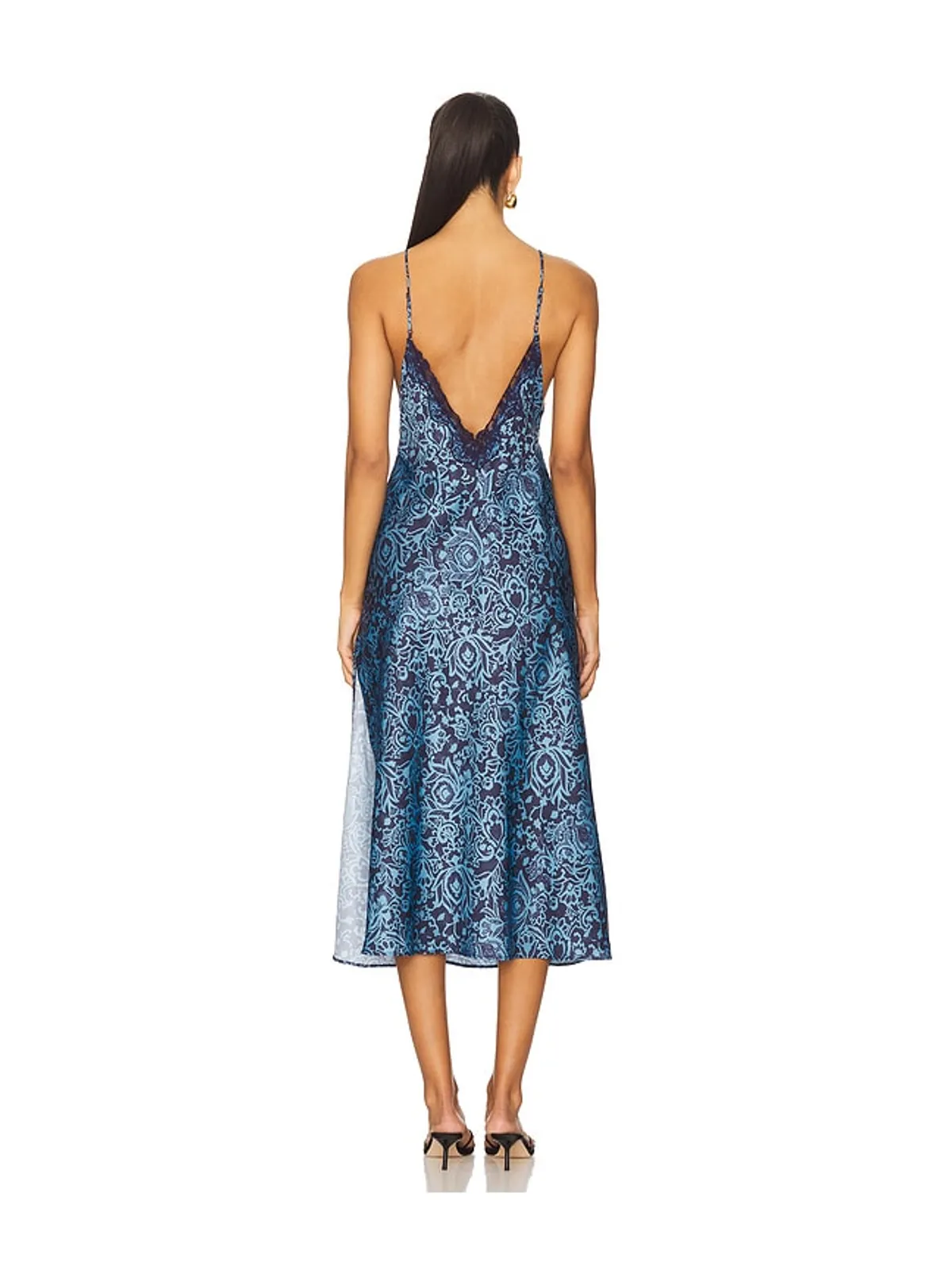 Free People SOMEONE LIKE YOU ミディスリットドレス - Blue,Navy. - 画像3