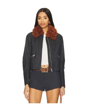 Free People FREE PEOPLE JAYCE フェイクレザージャケット、フェイクファートリム - サムネイル1