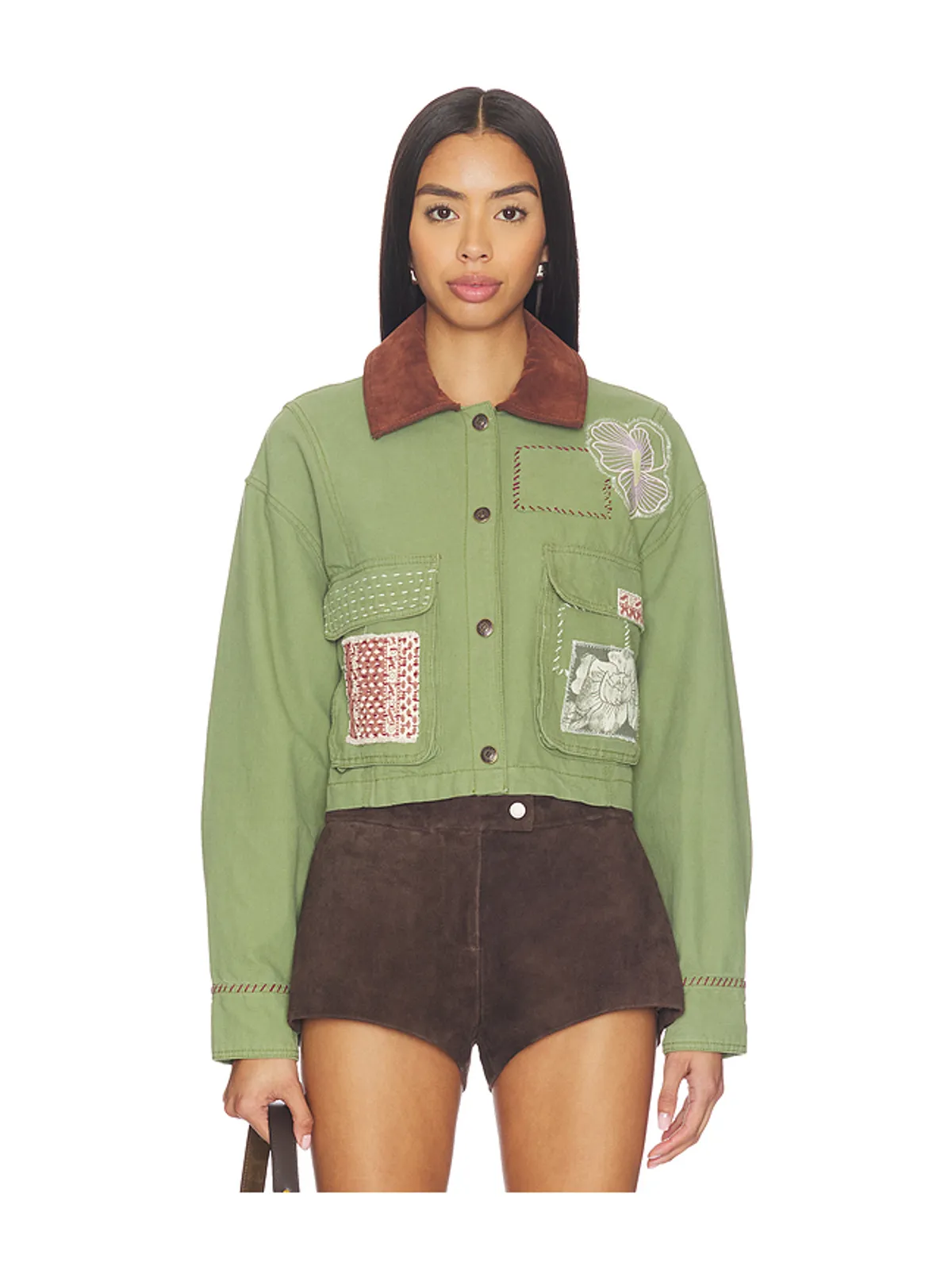 Free People MARTHA ワークウェアアップリケジャケット - 画像2