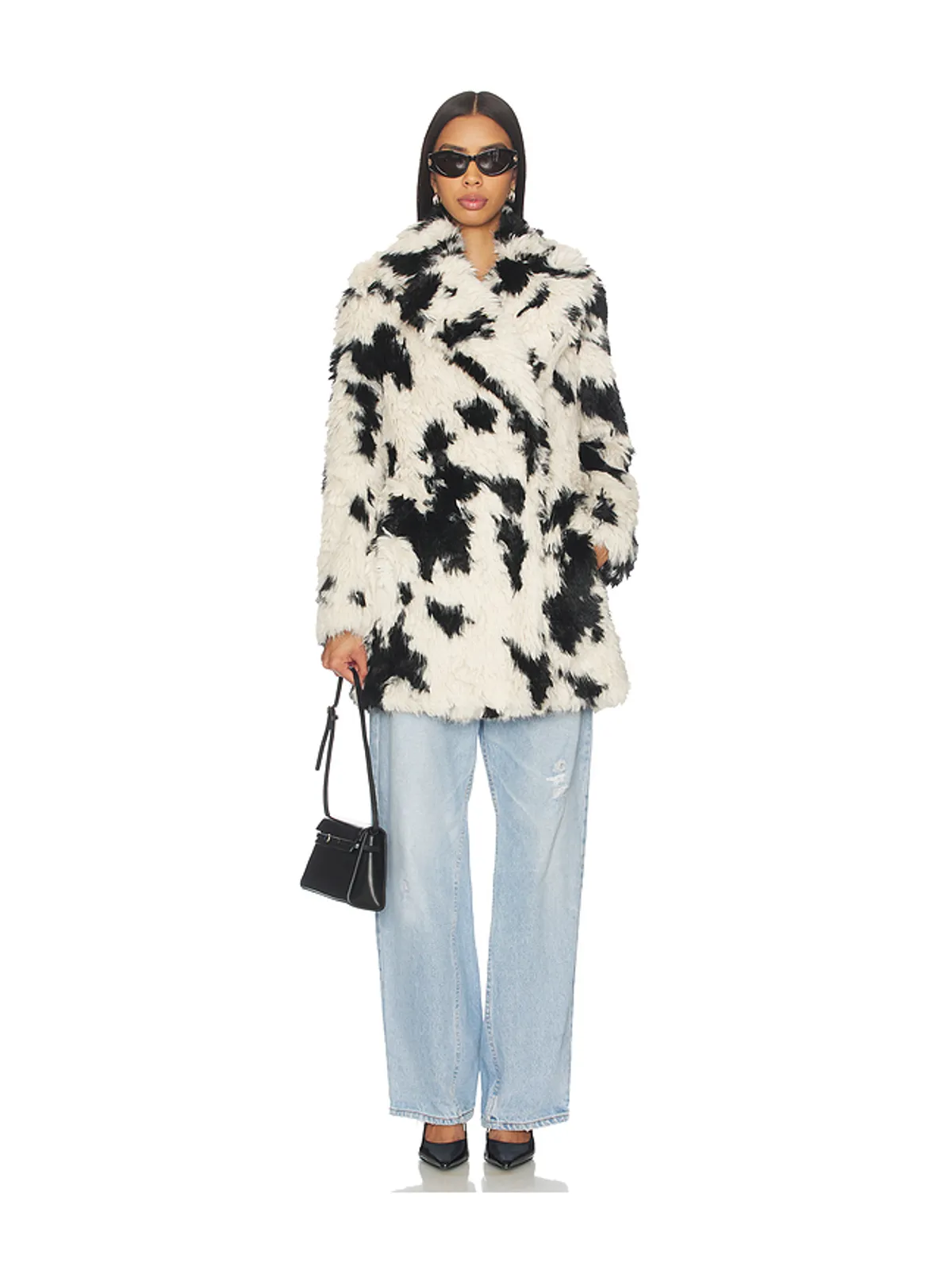 Free People x REVOLVE Jade Cow Fur Coat - Black,White. - 画像2