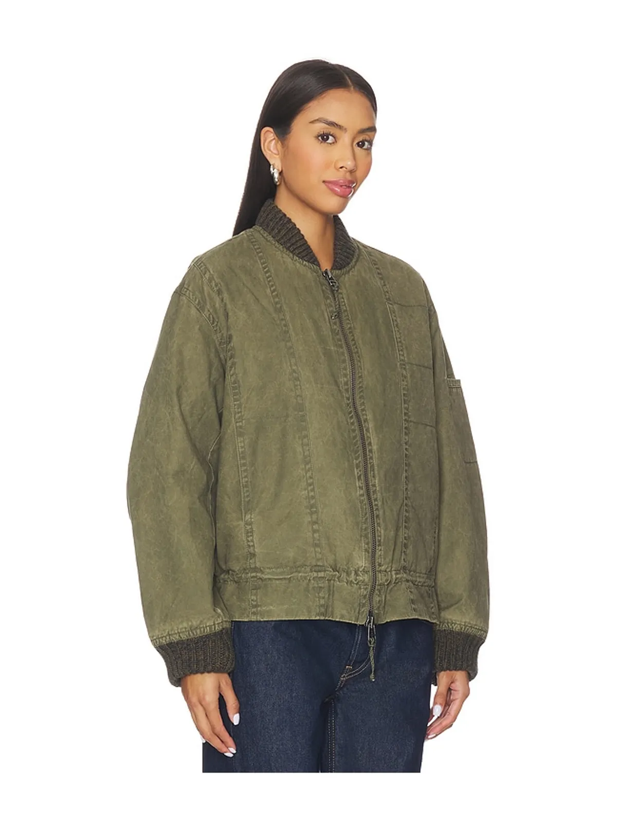 Free People JAX ウォッシュドボンバージャケット - 画像3