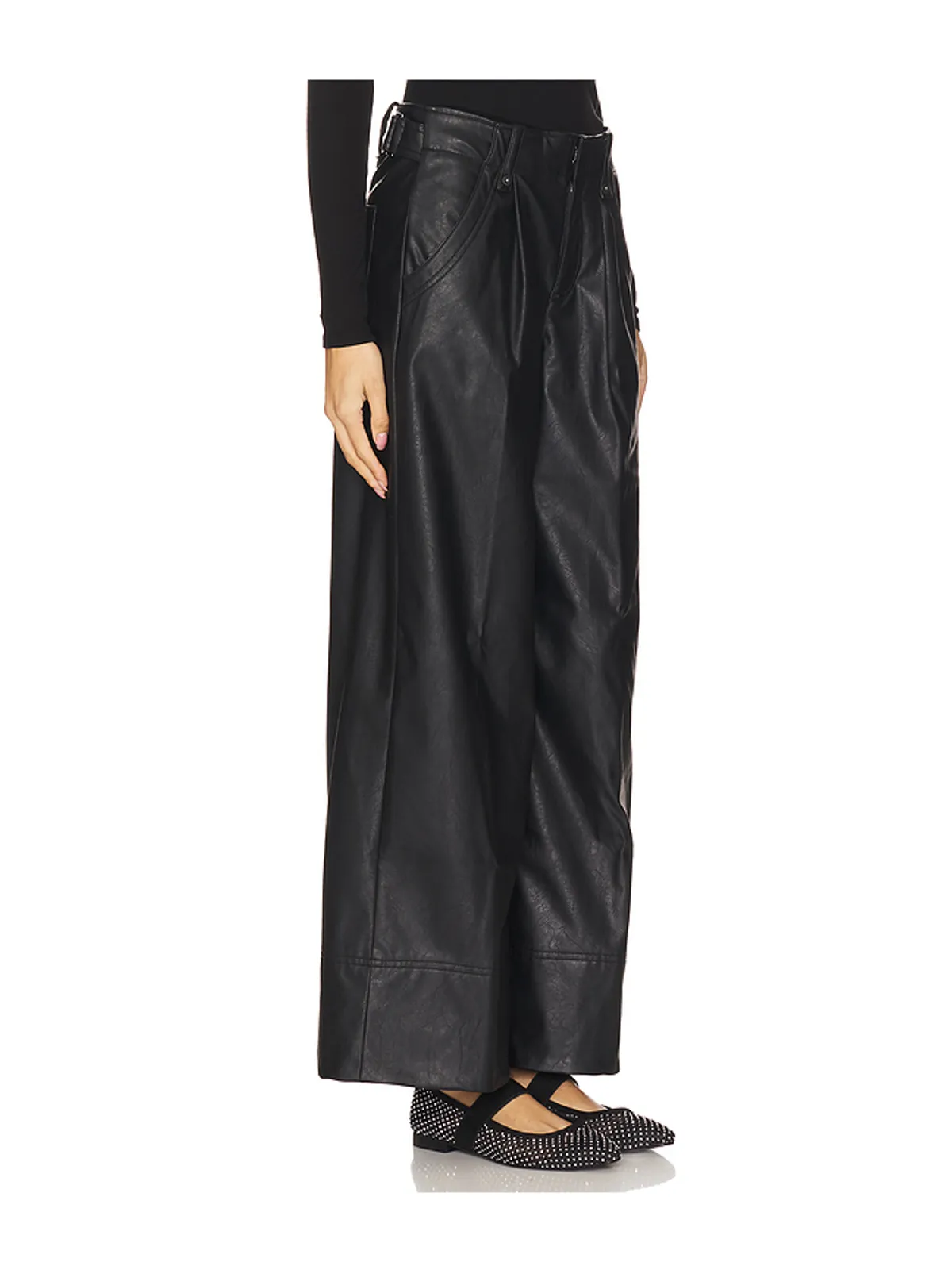 Free People FREE PEOPLE AFTON フェイクレザートラウザー - 画像2
