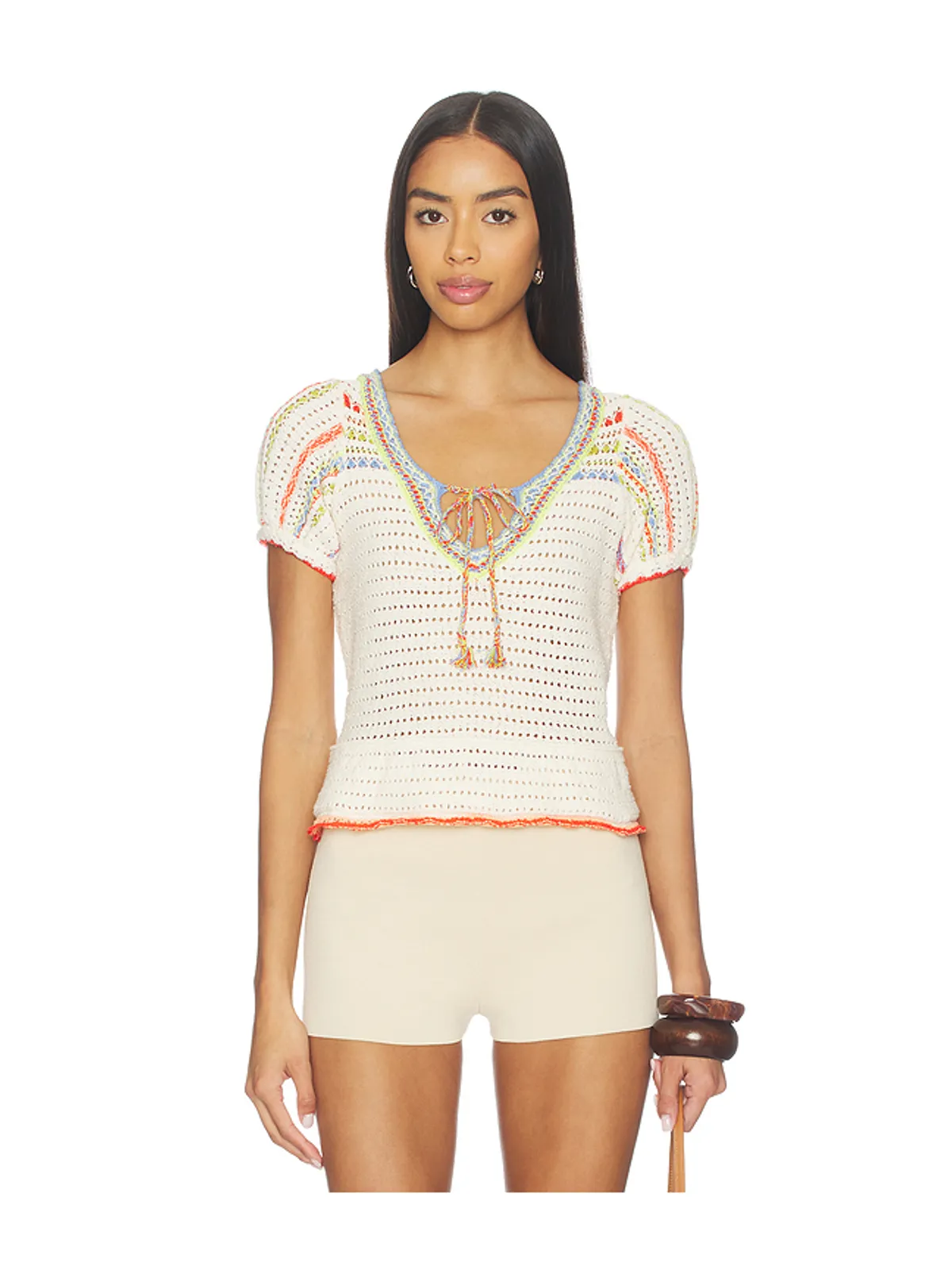 Free People FREE PEOPLE FRIENDSHIP プルオーバー - Ivory,Orange. - 画像1