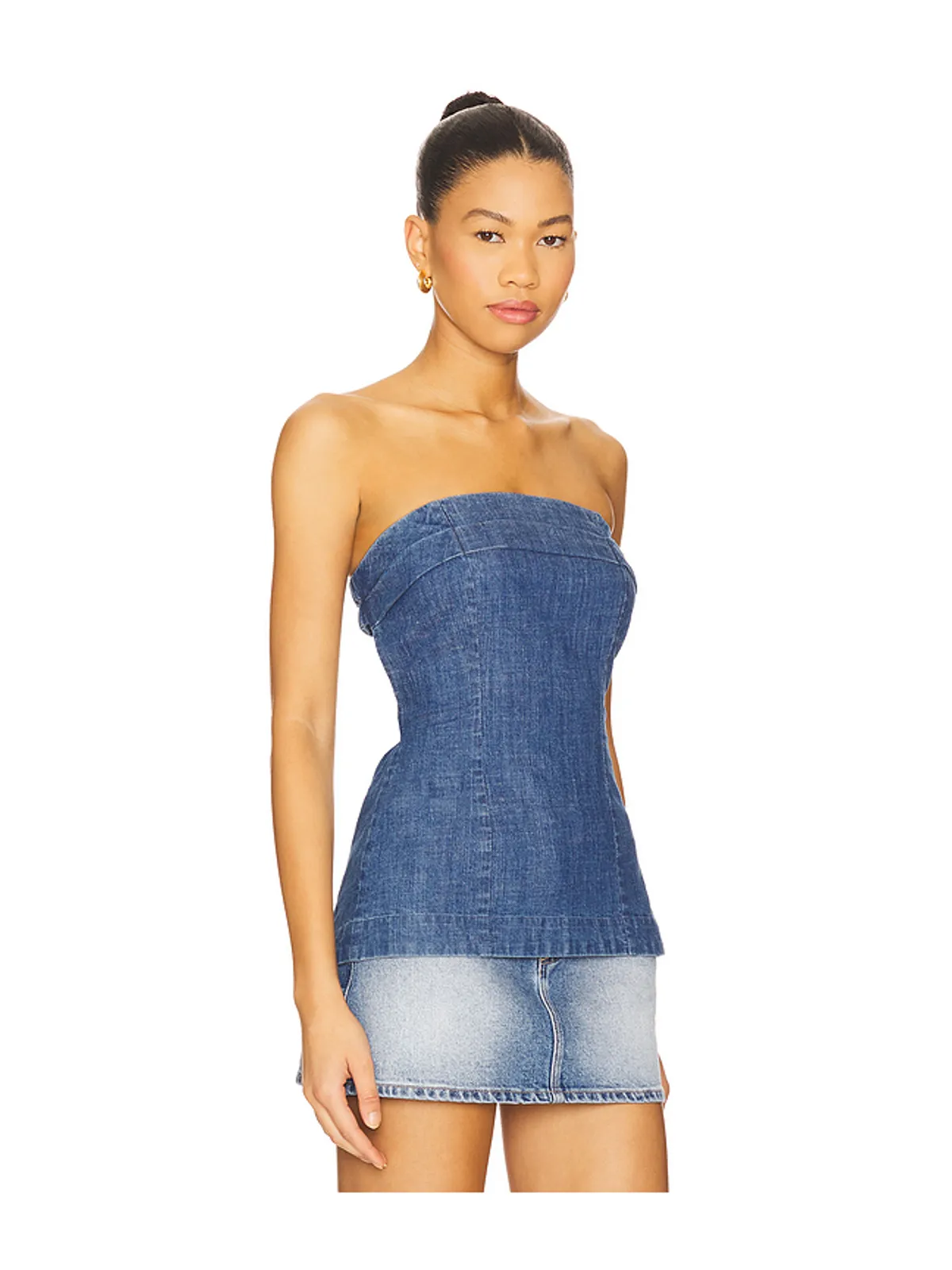 Free People LORA デニムチューブトップ - 画像2