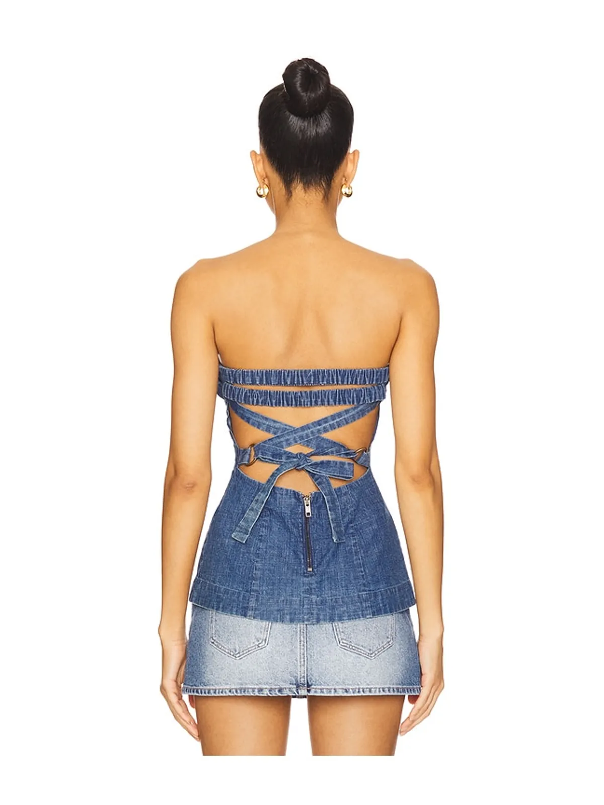 Free People LORA デニムチューブトップ - 画像3