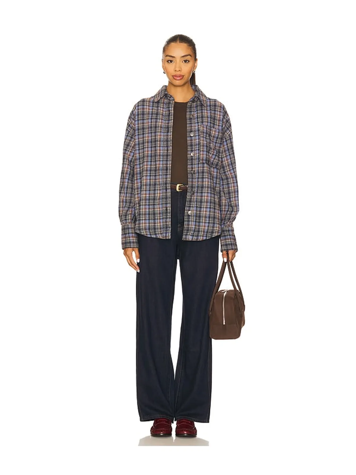 Free People ASHLEY プレイドシャツ - Blue,Black. - 画像5