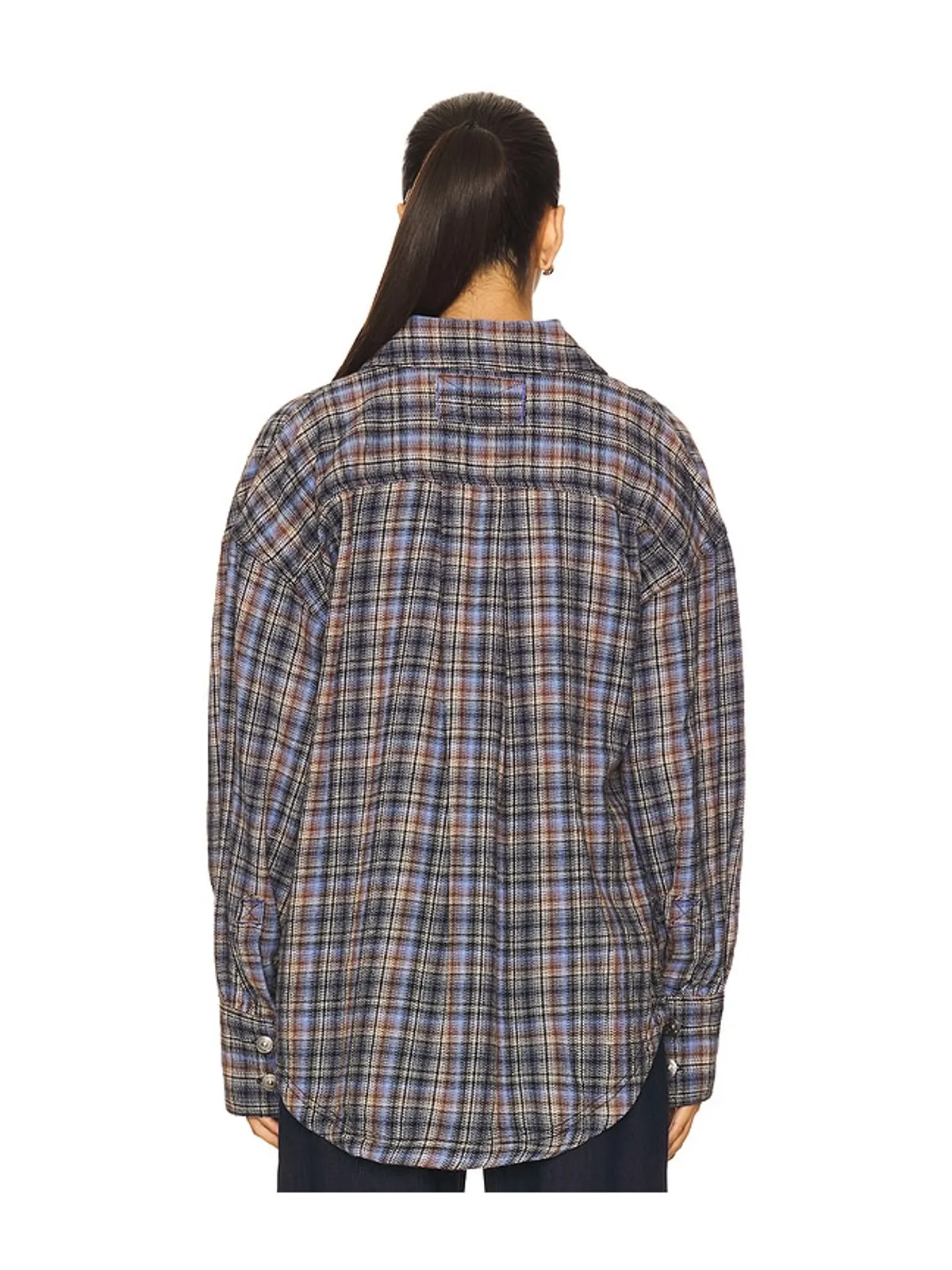 Free People ASHLEY プレイドシャツ - Blue,Black. - 画像4