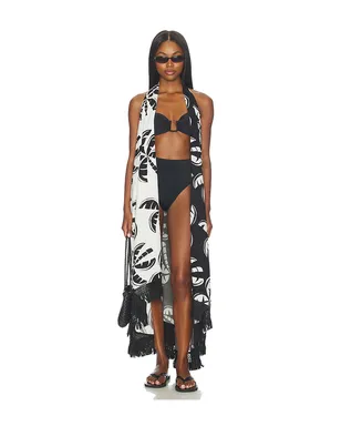 FARM Rio GRAPHIC PALMS ドレス - Black,White. - サムネイル2
