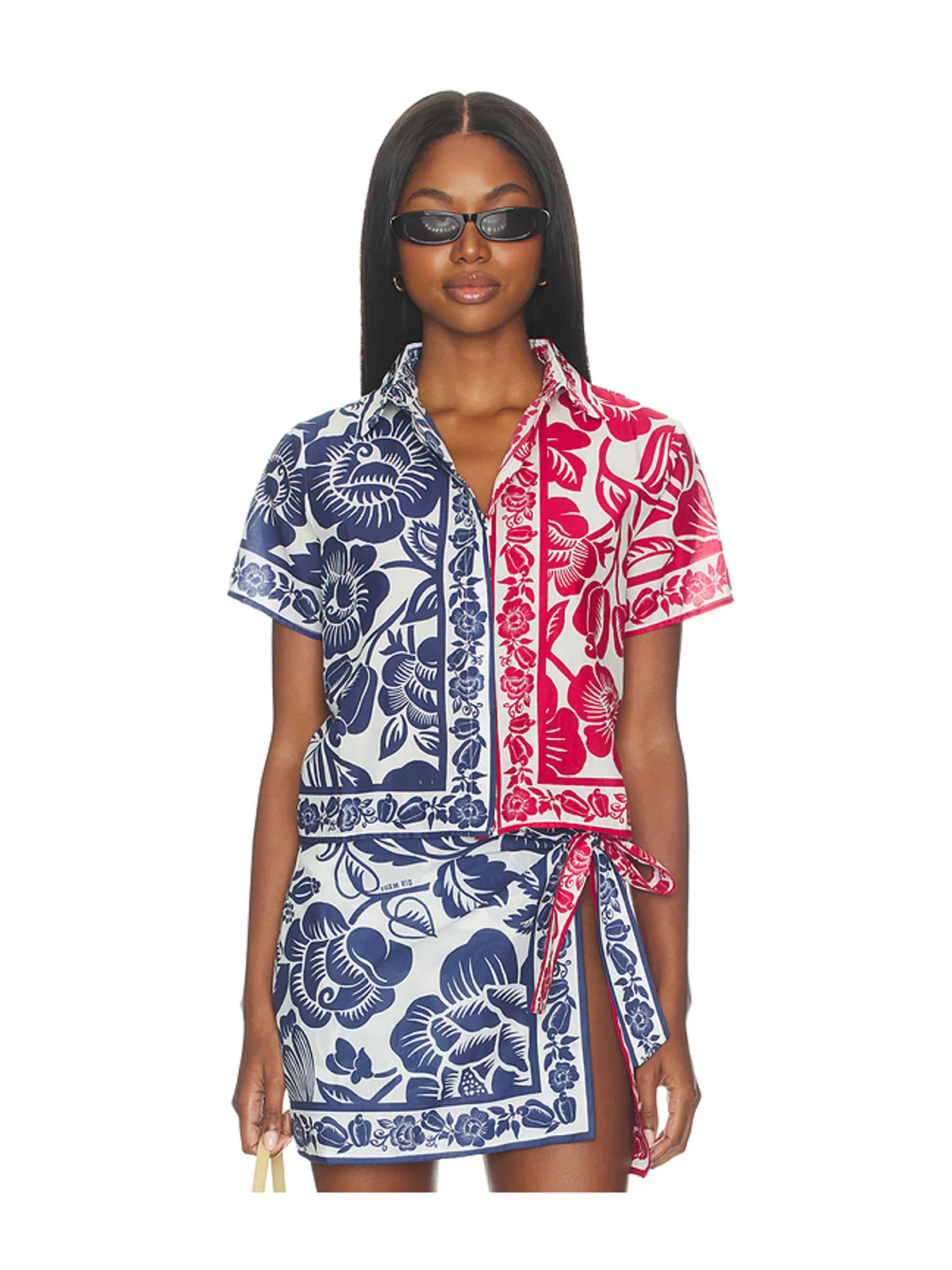 FARM Rio CASHEW AND BIRDS シャツ - Blue,Red. - 画像1