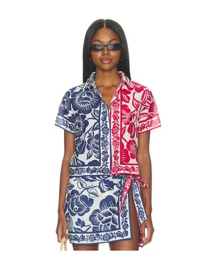FARM Rio CASHEW AND BIRDS シャツ - Blue,Red. - サムネイル1