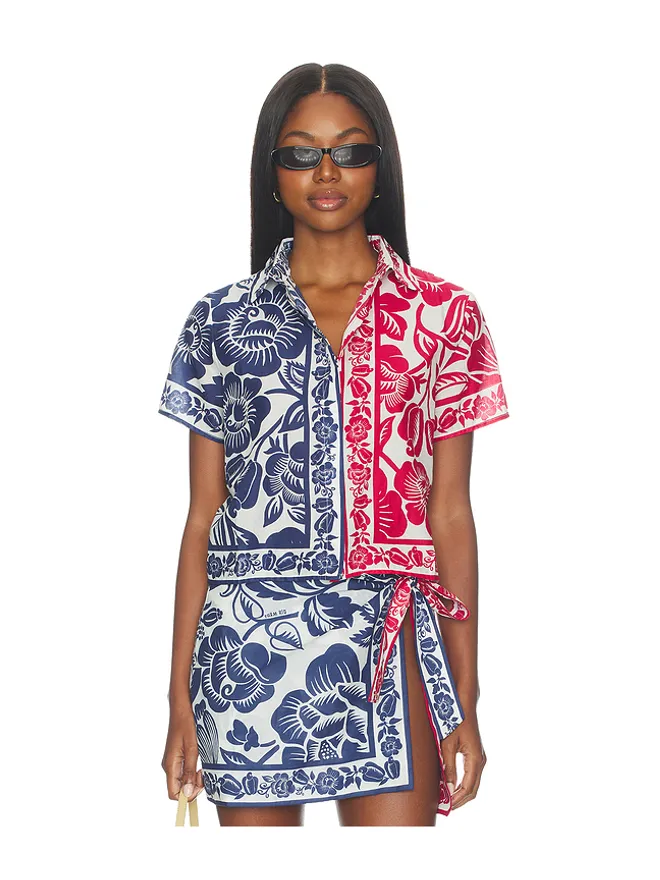 FARM Rio FARM Rio CASHEW AND BIRDS シャツ - Blue,Red.の商品画像