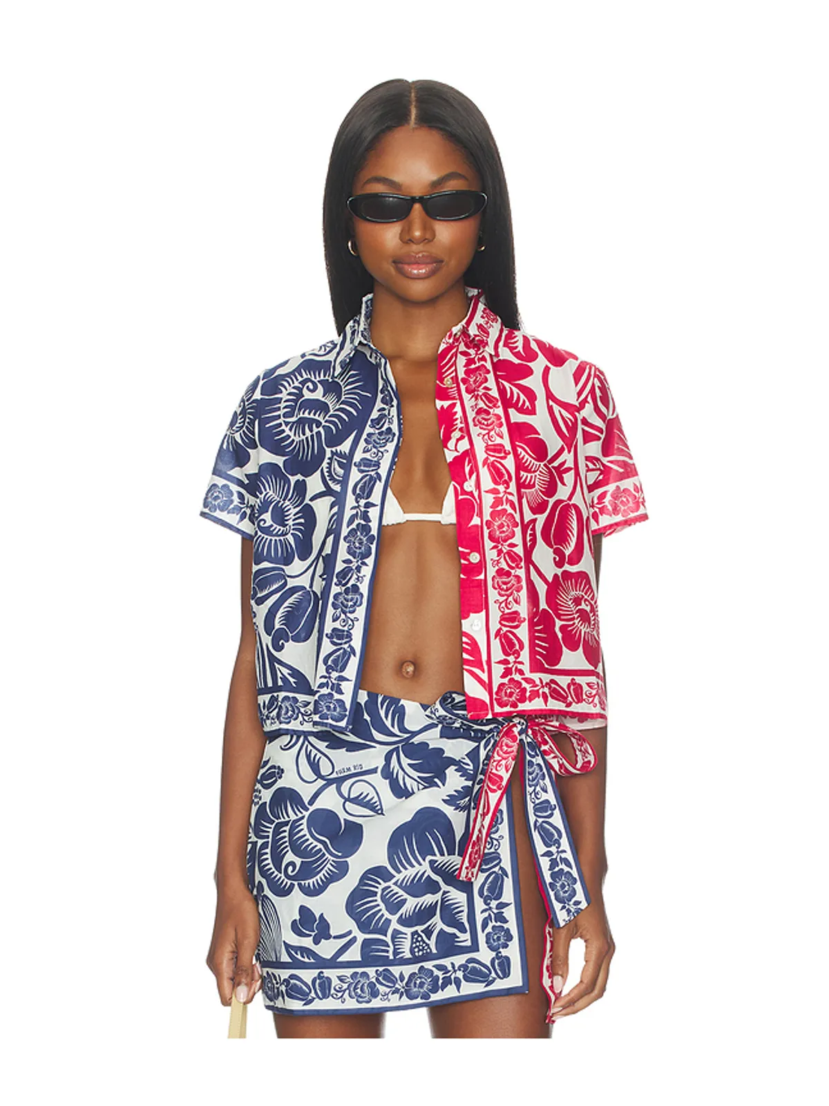 FARM Rio CASHEW AND BIRDS シャツ - Blue,Red. - 画像2