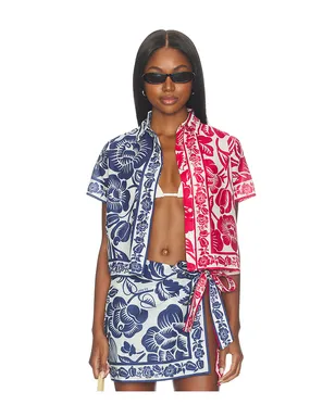 FARM Rio CASHEW AND BIRDS シャツ - Blue,Red. - サムネイル2