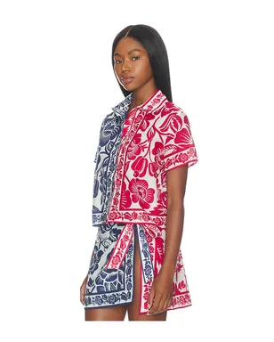 FARM Rio CASHEW AND BIRDS シャツ - Blue,Red. - サムネイル4
