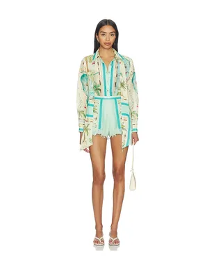 Falguni Shane Peacock PEACOCK TROPICAL GLIMPSE ショートパンツ - Mint,Blue. - サムネイル5