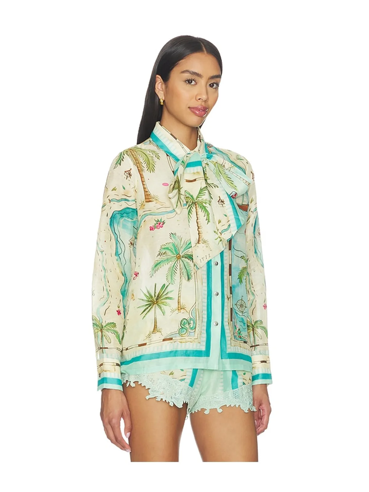 Falguni Shane Peacock PEACOCK SHORT AND BLOUSE ブラウス - Mint,Blue. - 画像3
