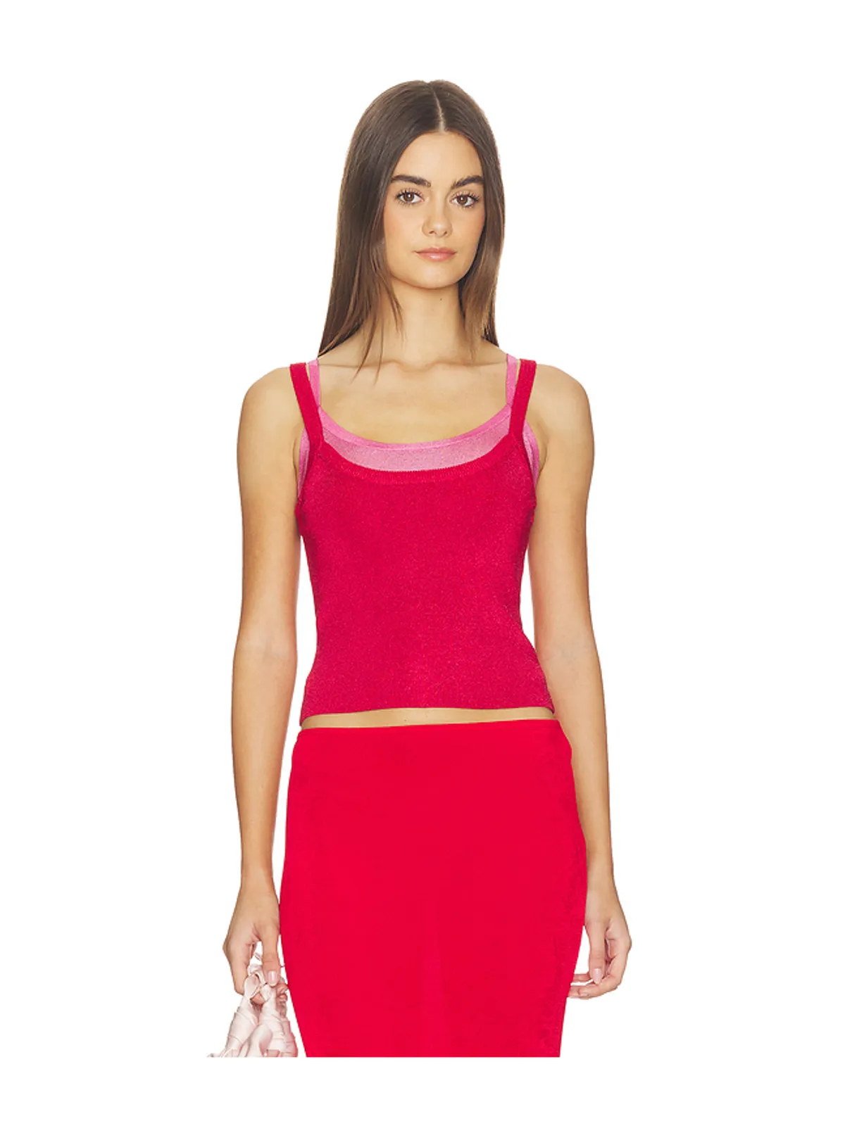 Kate Barton KB LAYERED TANK トップ - Red,Fuchsia. - 画像1