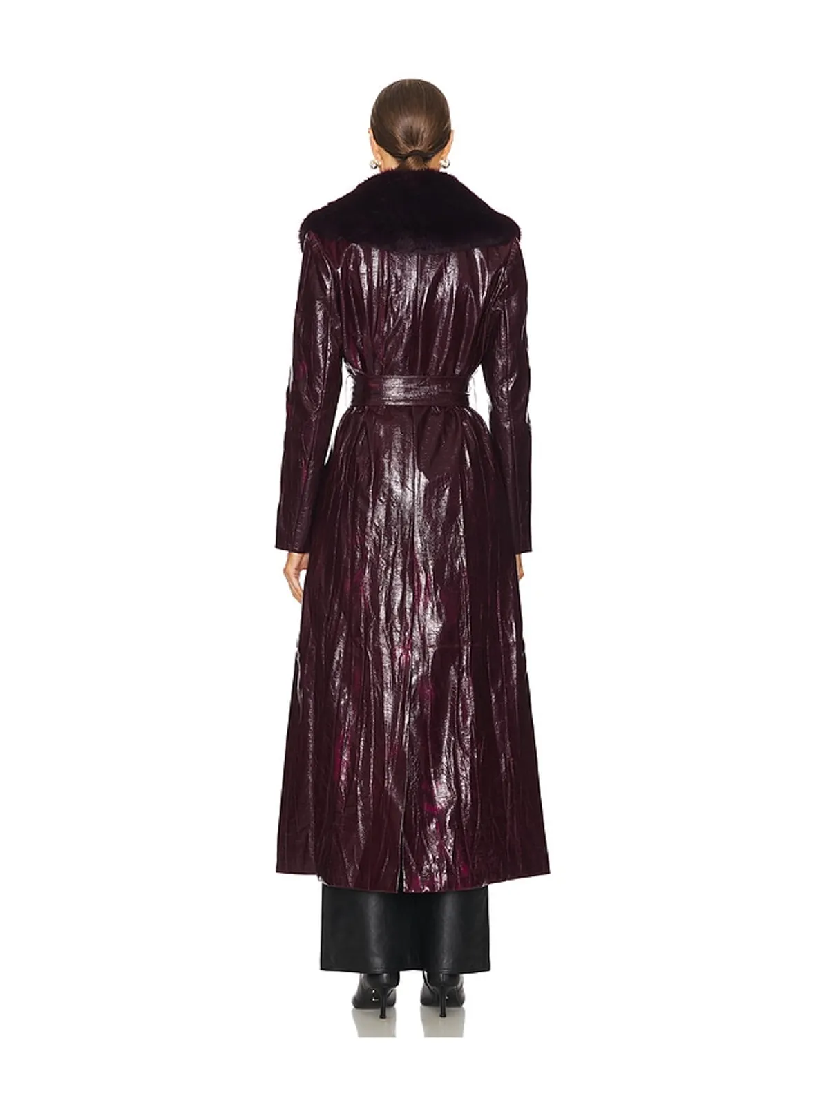 Kim Shui BORDEAUX フェイクファー襟付コート - 画像4