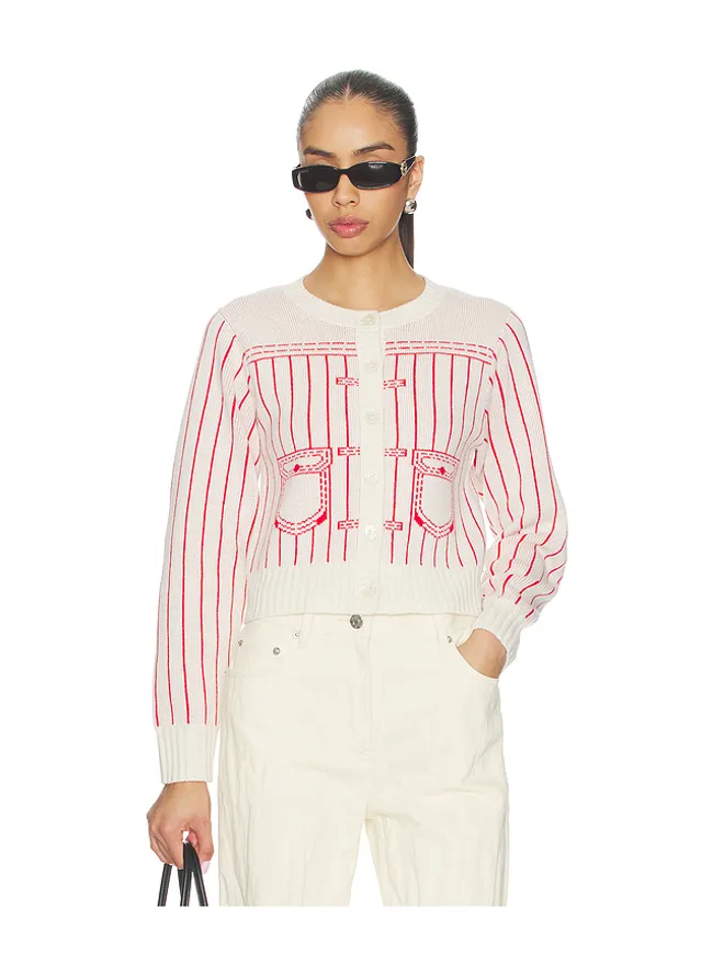 Kenzo Kenzo TROMPE L'OEIL カーディガン - Ivory,Red.の商品画像