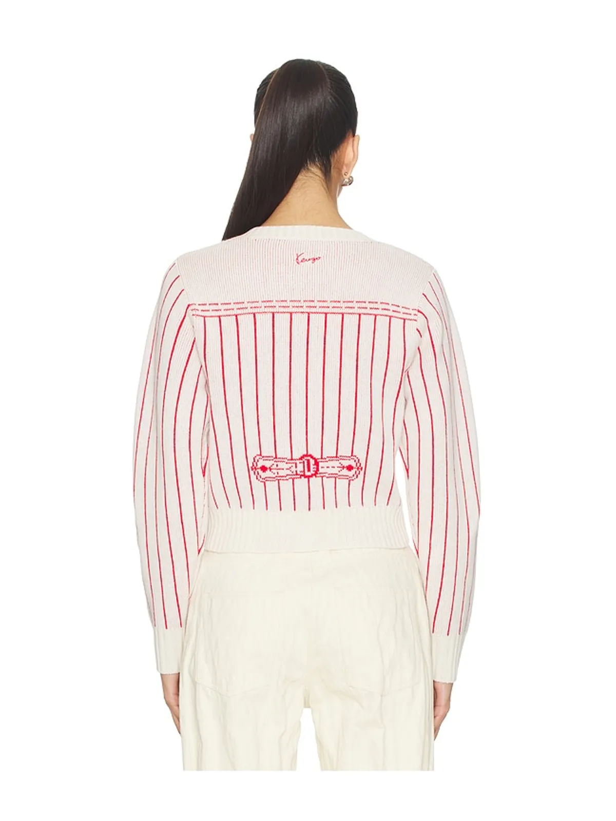 Kenzo TROMPE L'OEIL カーディガン - Ivory,Red. - 画像3
