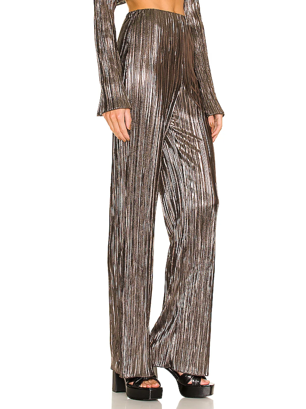 House of Harlow 1960 LIDIA パンツ - Metallic Silver, grey. - 画像2