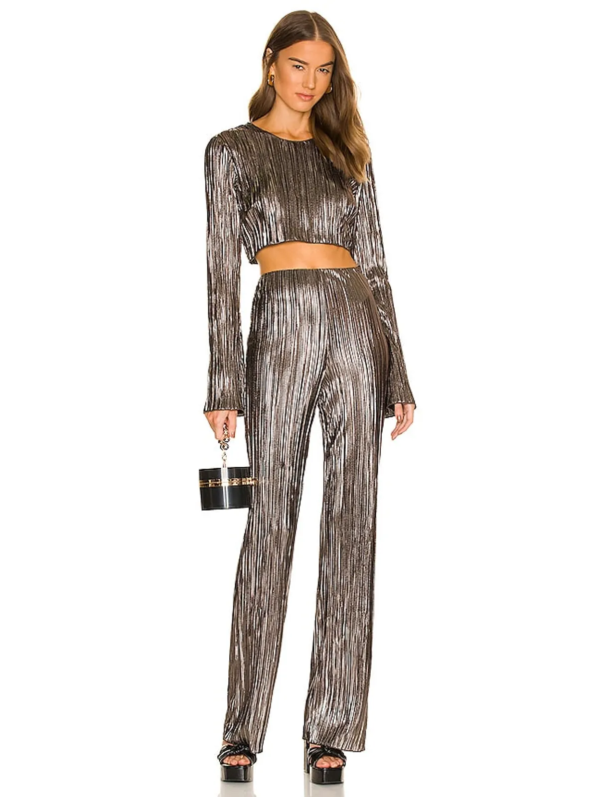 House of Harlow 1960 LIDIA パンツ - Metallic Silver, grey. - 画像4