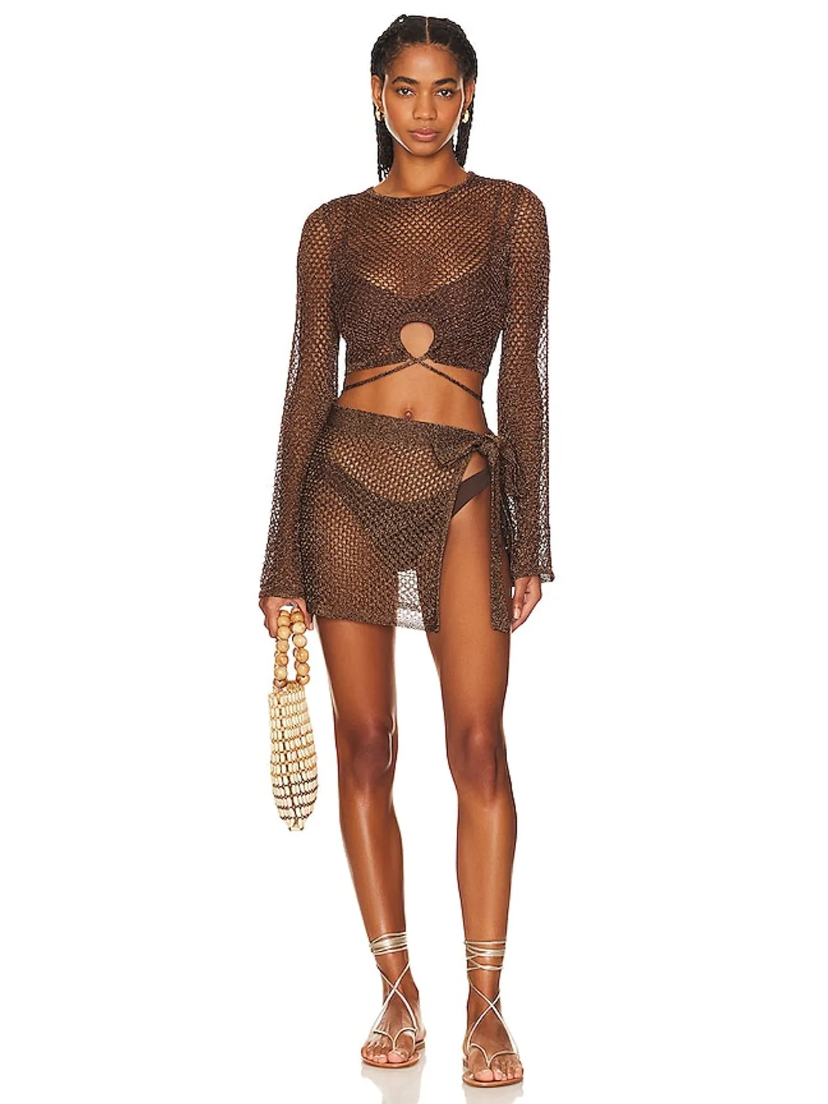 House of Harlow 1960 SANA スカート - Metallic Bronze, brown. - 画像4