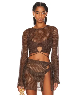 House of Harlow 1960 SANA トップ - Metallic Bronze, brown. - サムネイル1