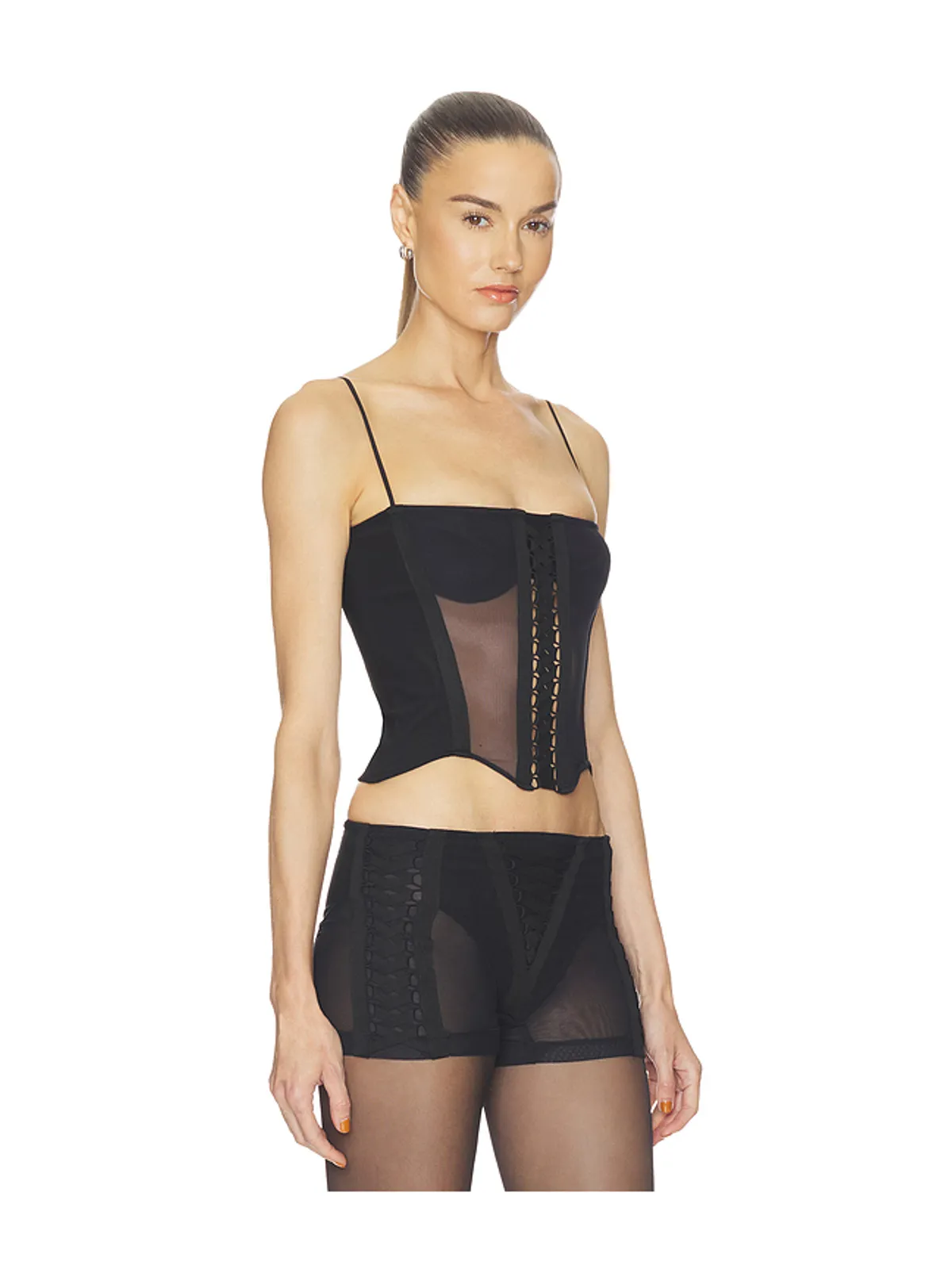 HAELO LAYERED LACE UP CORSET TOP トップ - 画像2