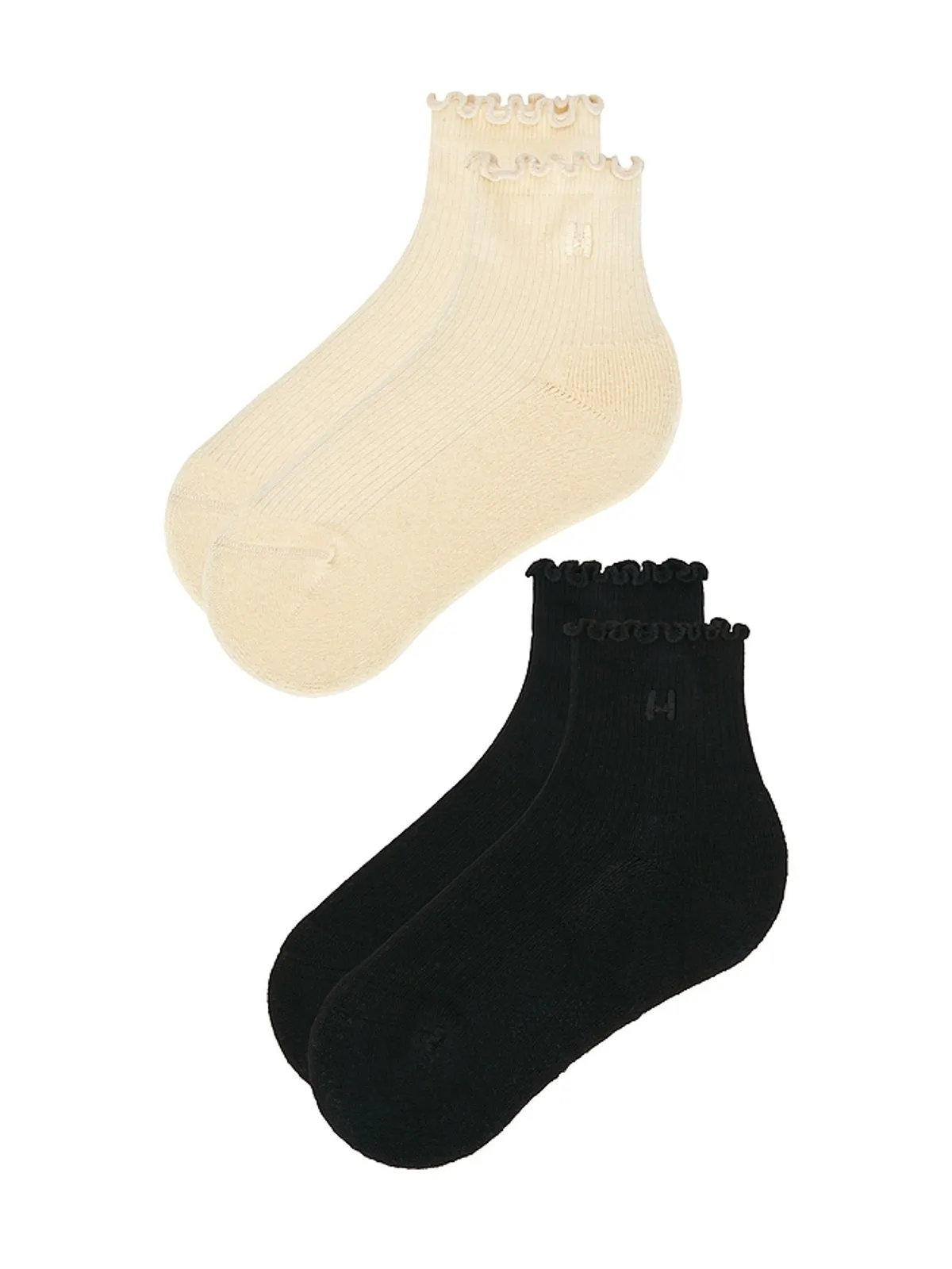 Halfdays ソックス - Beige,Black. - 画像3