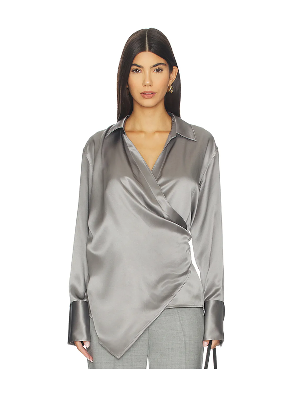 Helmut Lang ラップ リラックス シャツ - Metallic Silver, grey. - 画像1