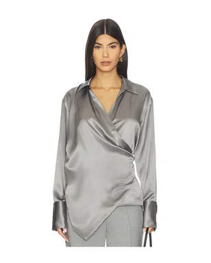 Helmut Lang ラップ リラックス シャツ - Metallic Silver, grey. - サムネイル1