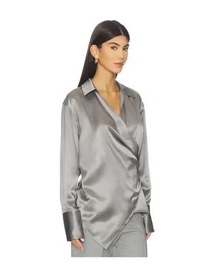 Helmut Lang ラップ リラックス シャツ - Metallic Silver, grey. - サムネイル2