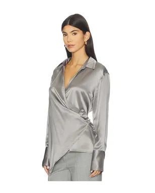 Helmut Lang ラップ リラックス シャツ - Metallic Silver, grey. - サムネイル3