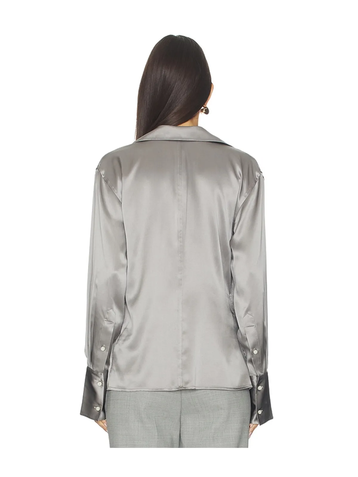Helmut Lang ラップ リラックス シャツ - Metallic Silver, grey. - 画像4
