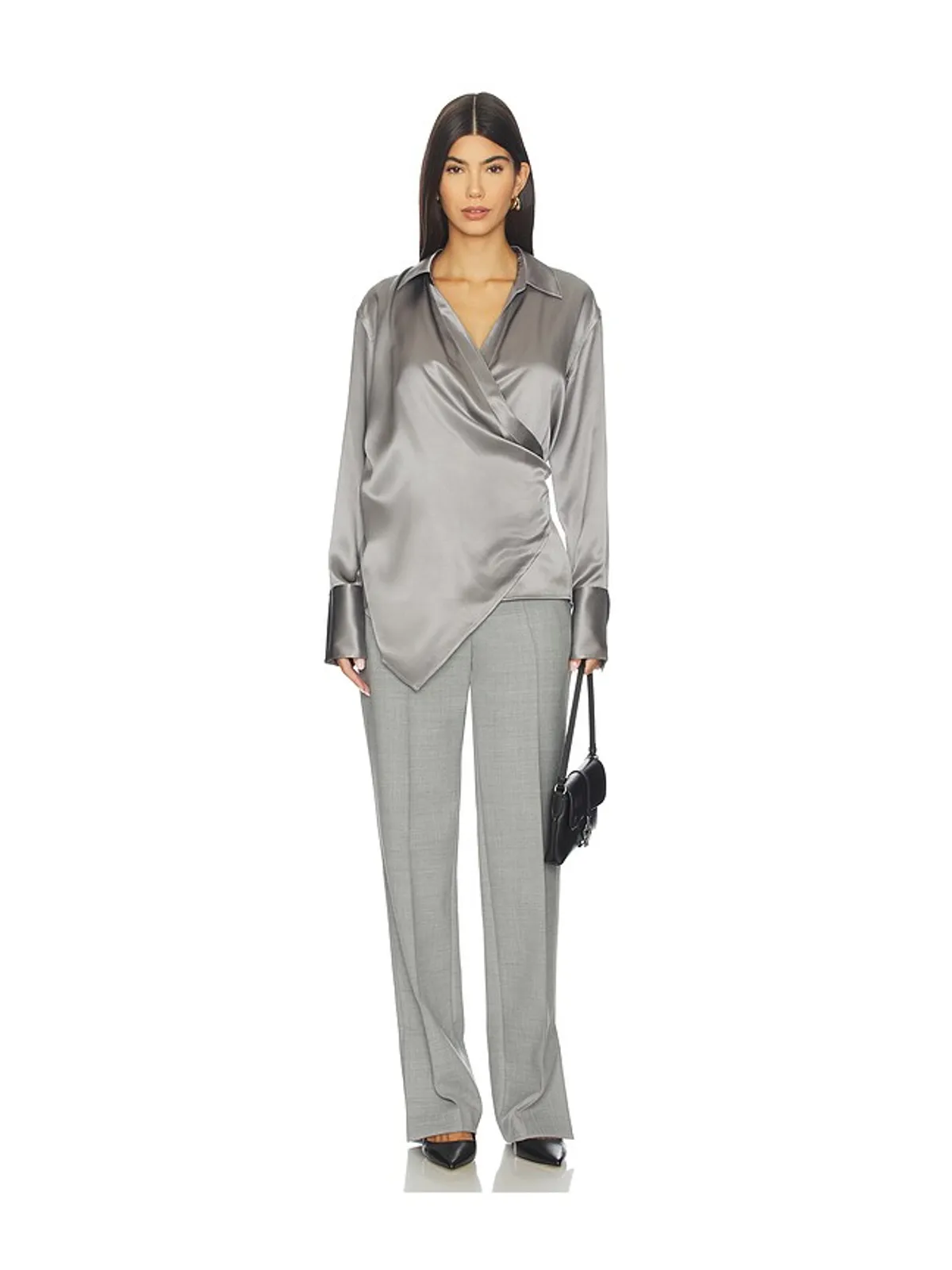 Helmut Lang ラップ リラックス シャツ - Metallic Silver, grey. - 画像5