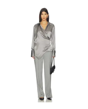 Helmut Lang ラップ リラックス シャツ - Metallic Silver, grey. - サムネイル5