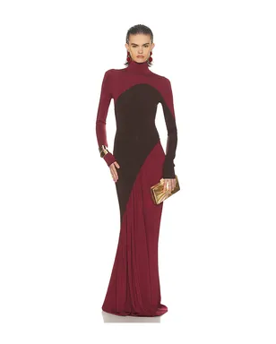Helsa THE ABSTRACTION ドレス - Burgundy,Chocolate. - サムネイル1