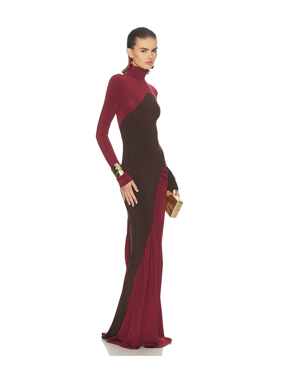 Helsa THE ABSTRACTION ドレス - Burgundy,Chocolate. - 画像2