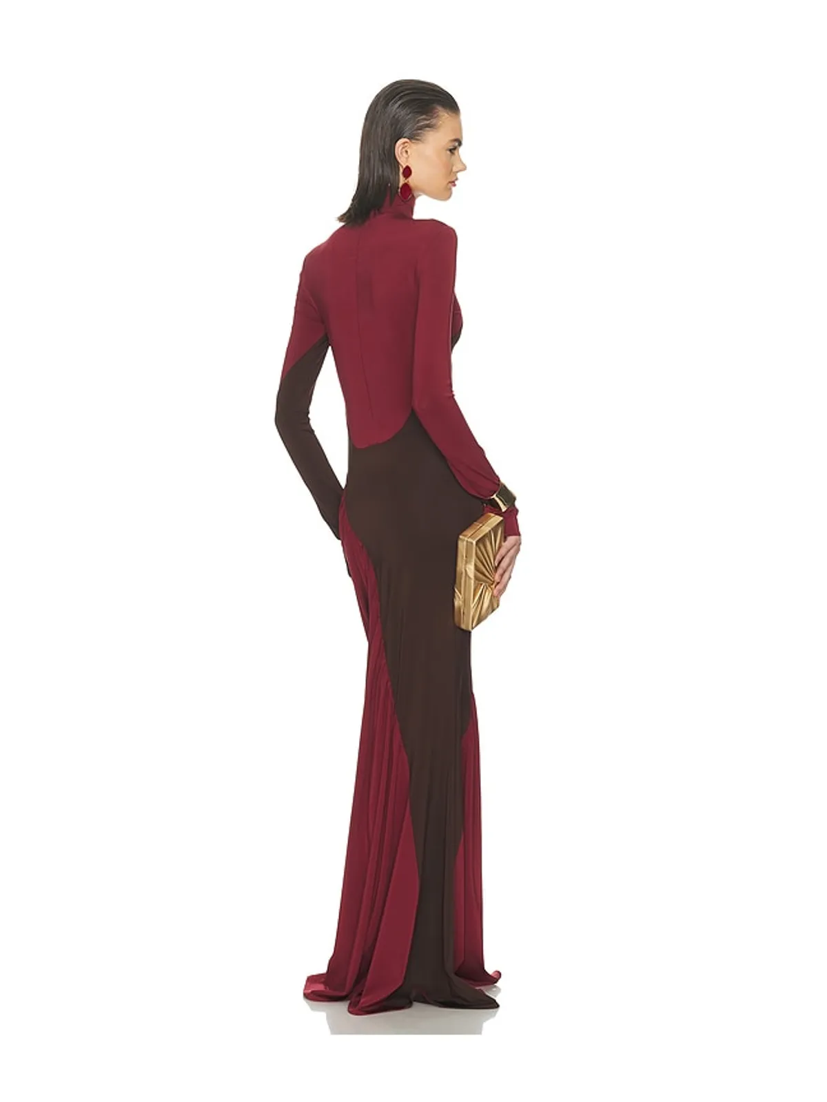 Helsa THE ABSTRACTION ドレス - Burgundy,Chocolate. - 画像5