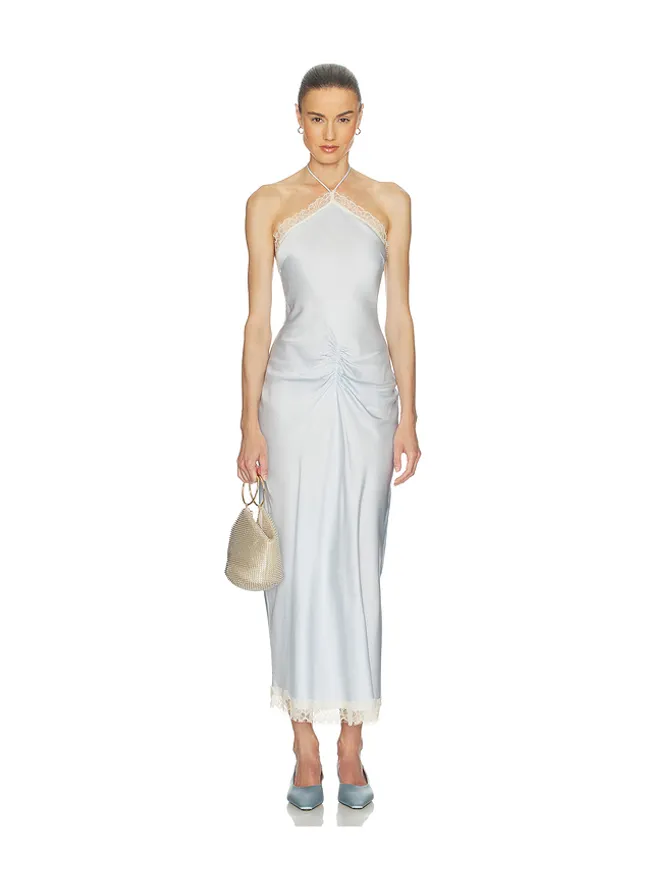 Helsa Helsa VISCOSE SATIN MIDI DRESS WITH LACE ドレスの商品画像