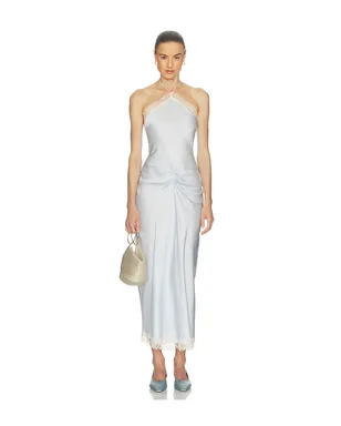 Helsa VISCOSE SATIN MIDI DRESS WITH LACE ドレス - サムネイル1