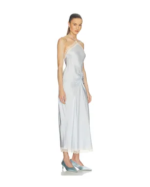Helsa VISCOSE SATIN MIDI DRESS WITH LACE ドレス - サムネイル2