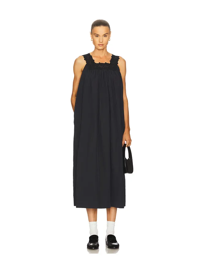 Helsa Helsa MIDI DRESS WITH LACE IN TECH POPLIN ドレスの商品画像