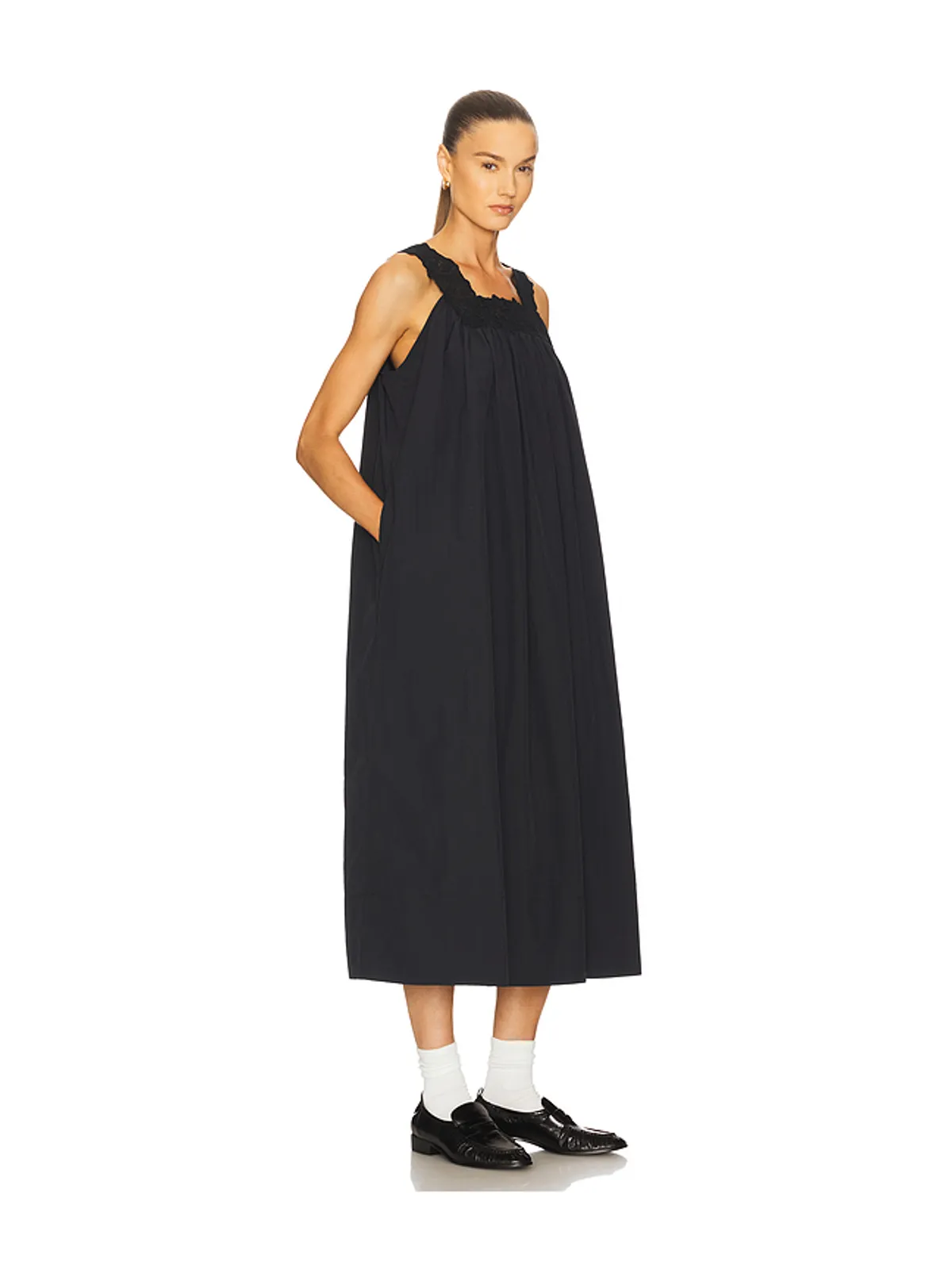 Helsa MIDI DRESS WITH LACE IN TECH POPLIN ドレス - 画像2