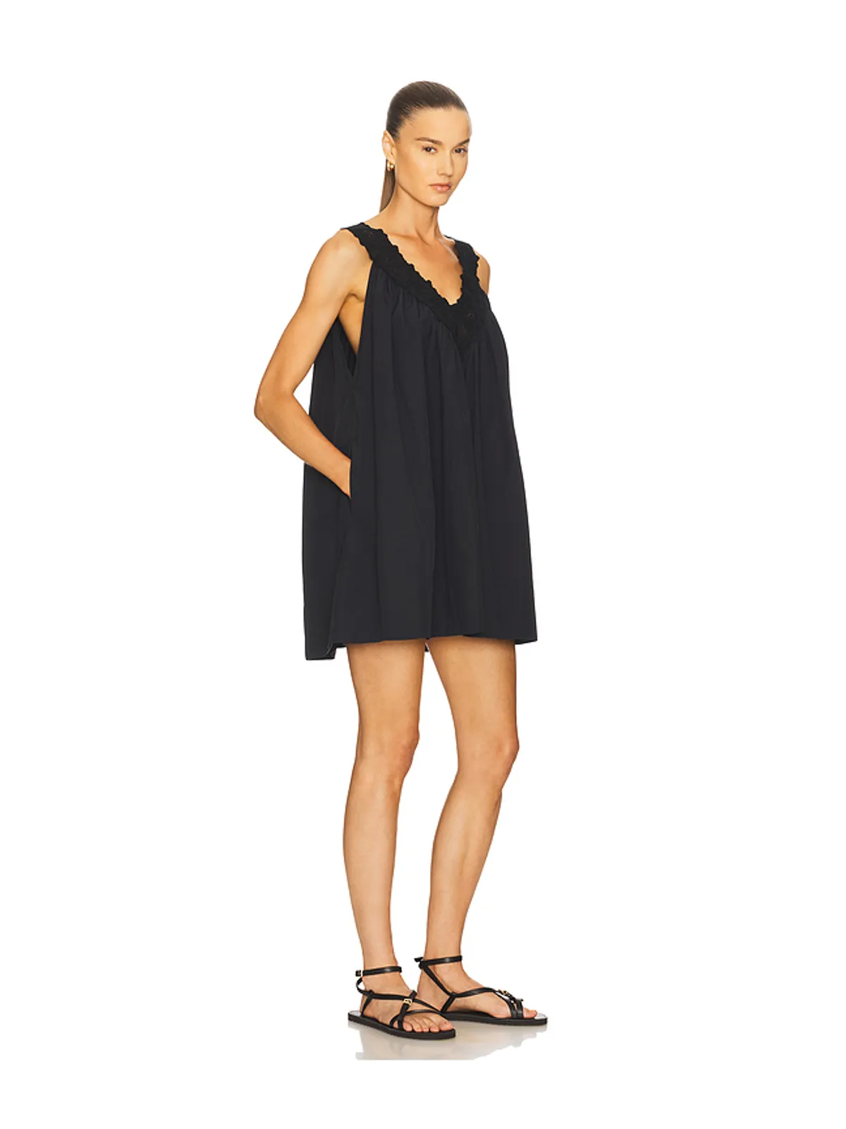 Helsa MINI DRESS WITH LACE IN TECH POPLIN ドレス - 画像2