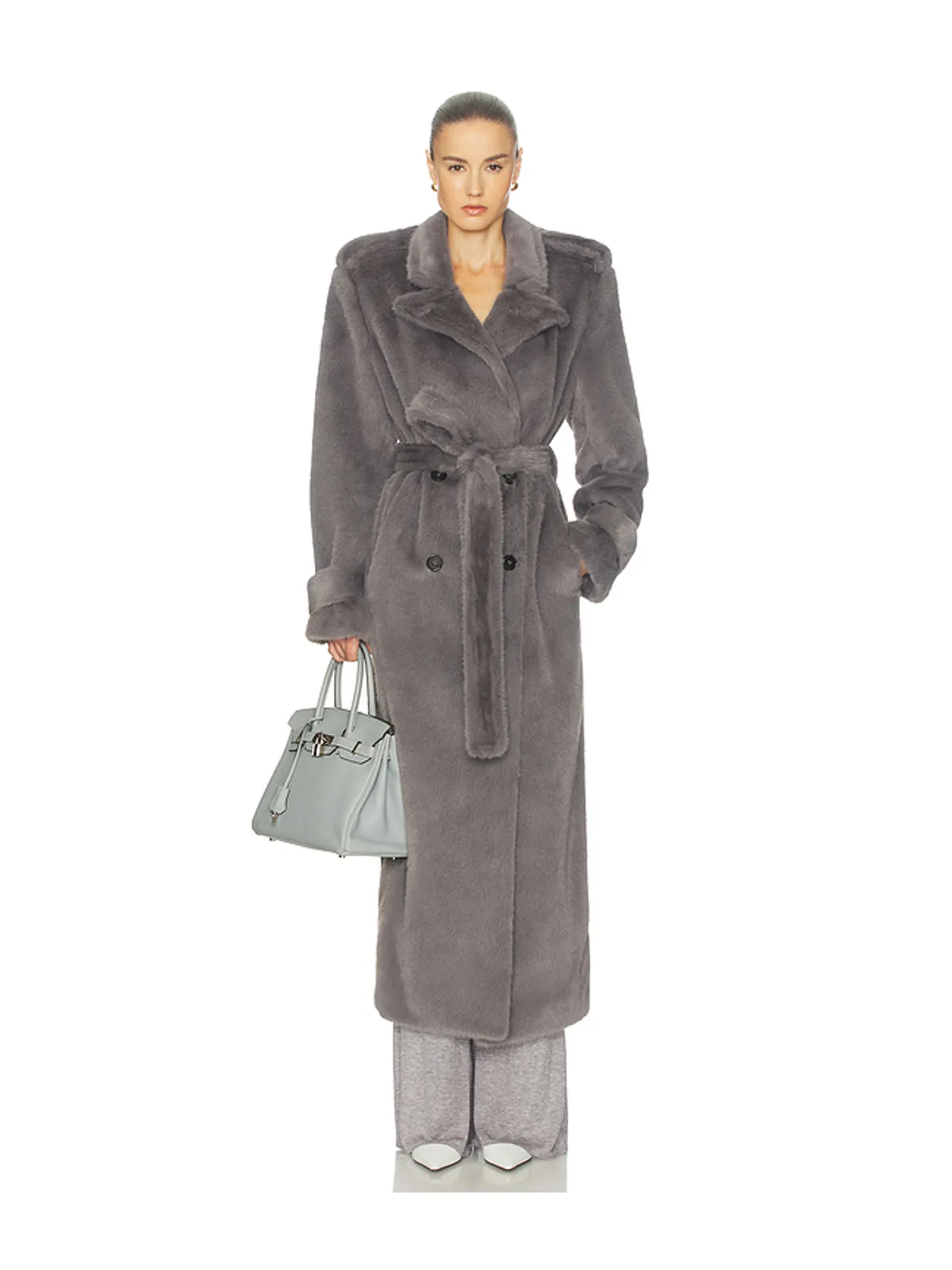 Helsa FAUX FUR LONG TRENCH トレンチ - 画像2