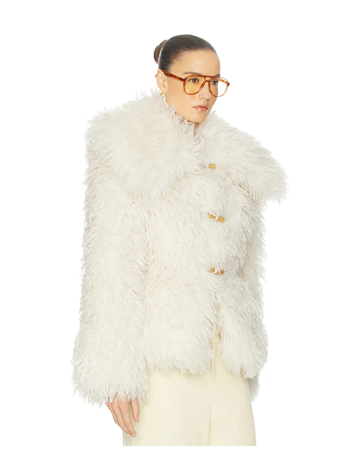 Helsa DRAMATIC COLLAR FAUX SHEARLING ジャケット - 画像2