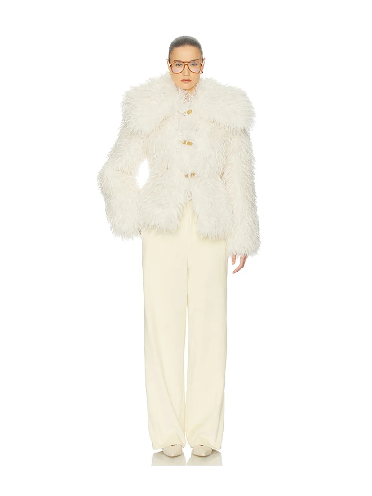 Helsa DRAMATIC COLLAR FAUX SHEARLING ジャケット - 画像4